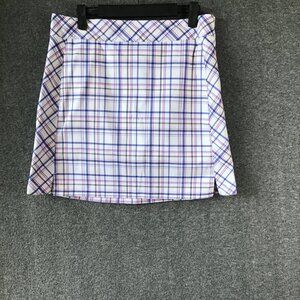 Y2K IZOD GOLF Skort Sz 4 White Pink Blue Plaid